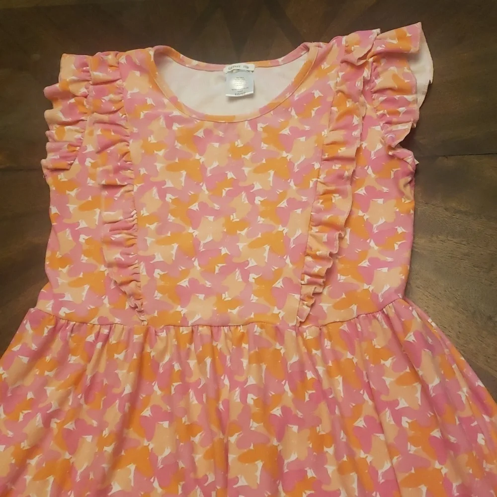 Forever Me Pink and Yellow Ruffled Butterfly Sundress Soft Size 10/12